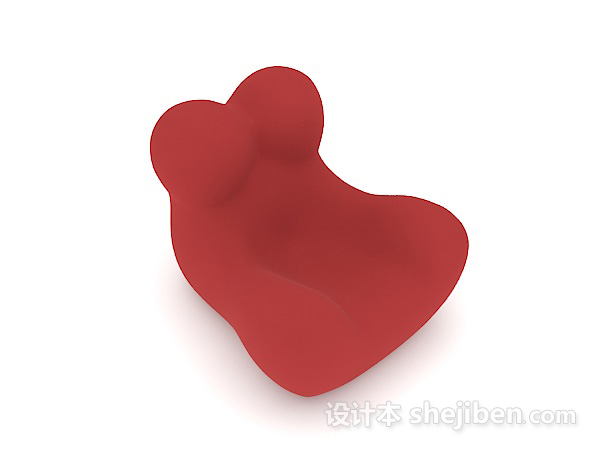 现代简约个性红色单人沙发3d模型下载