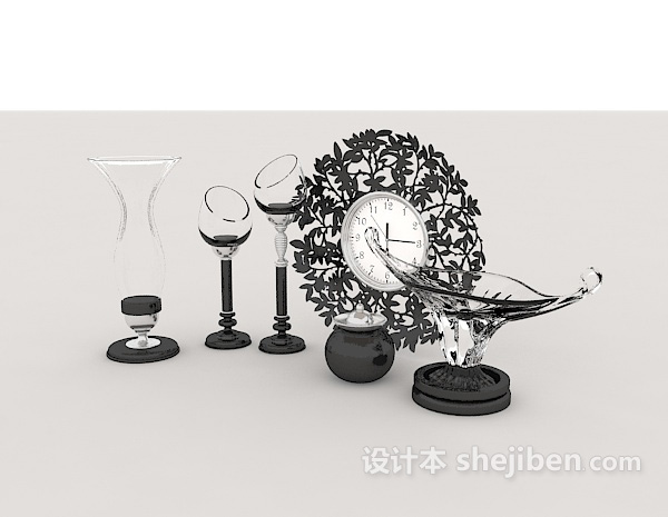 黑色个性餐具3d模型下载