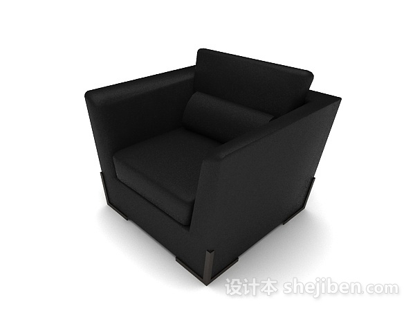 黑色简约商务方形单人沙发3d模型下载