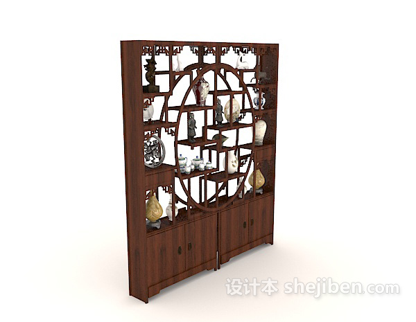 中式经典展示柜3d模型下载