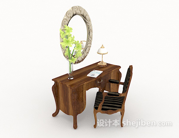欧式木质梳妆台3d模型下载