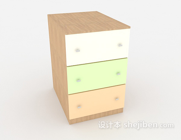 三色木质床头柜3d模型下载