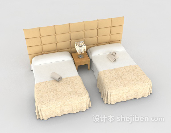 现代简约单人床3d模型下载