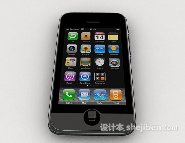 黑色苹果手机3d模型下载