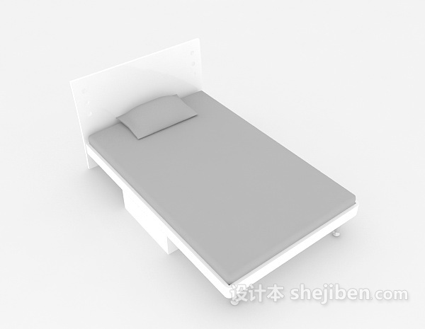 灰色单人床3d模型下载