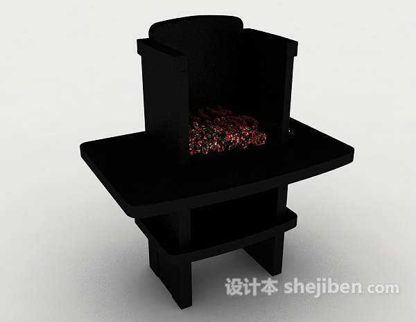 黑色烤炉3d模型下载