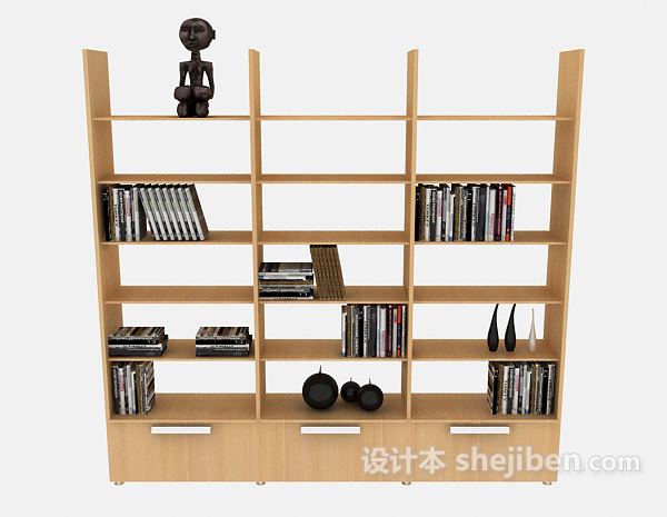 简约黄色木质展示柜3d模型下载