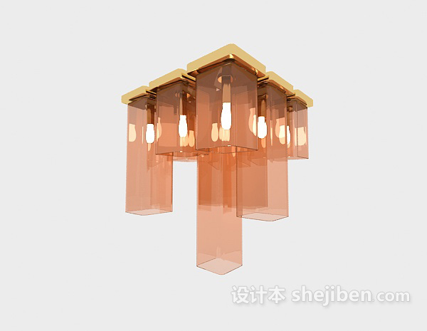 个性橙色吸顶灯3d模型下载