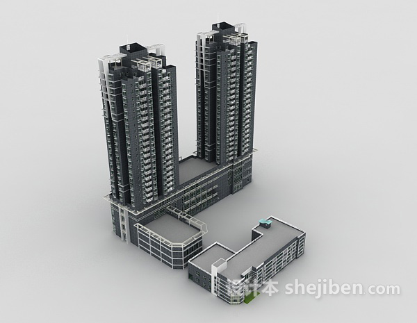 灰色楼盘3d模型下载