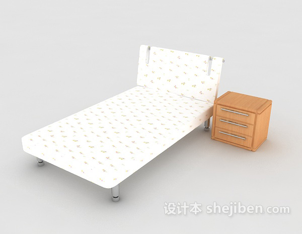 碎花单人床3d模型下载