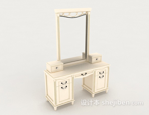 白色欧式梳妆台3d模型下载