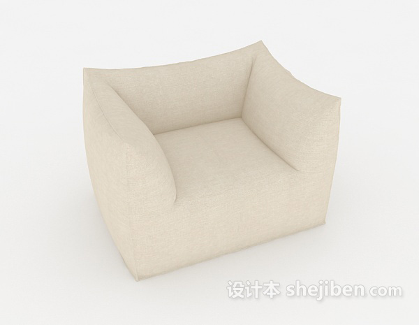 米白色简约单人沙发3d模型下载