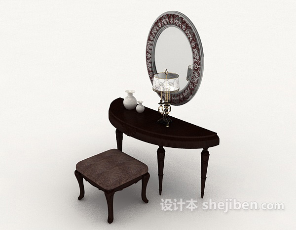 棕色欧式梳妆台3d模型下载