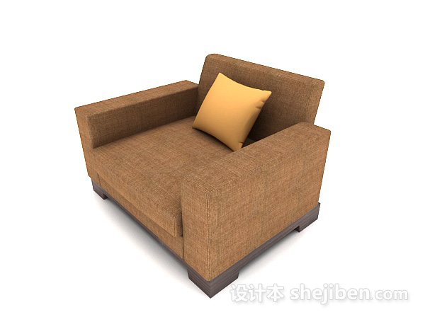 家居简约棕色方形单人沙发3d模型下载
