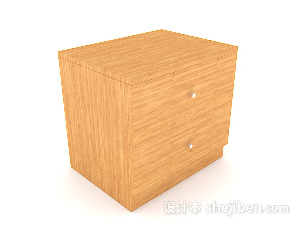 简约木质床头柜3d模型下载