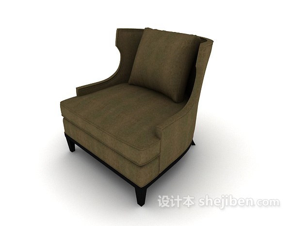欧式简约灰棕色单人沙发3d模型下载
