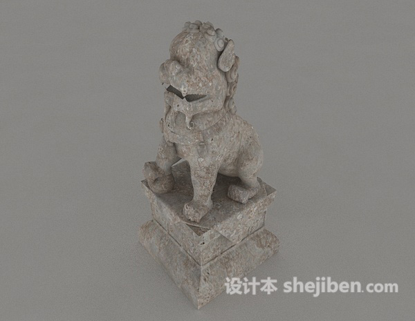 中式石狮子3d模型下载