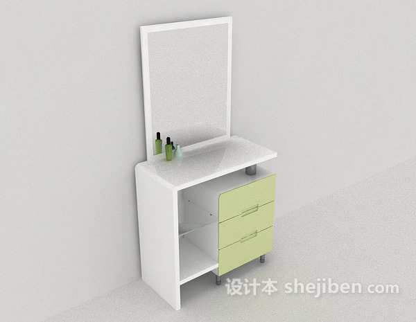简约梳妆桌3d模型下载