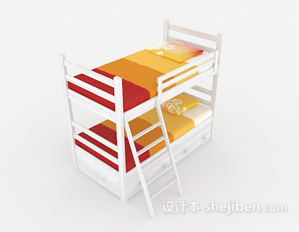 上下铺单人床3d模型下载
