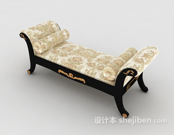 中式木质沙发凳3d模型下载