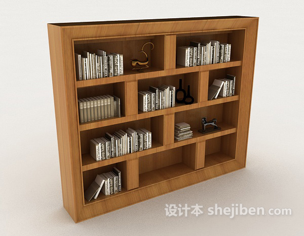 现代风格简约书柜3d模型下载