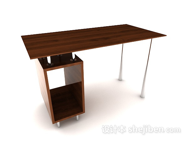 木质电脑桌3d模型下载