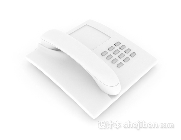 白色电话机3d模型下载