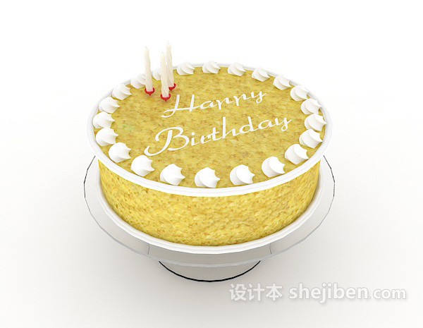 单层生日蛋糕3d模型下载