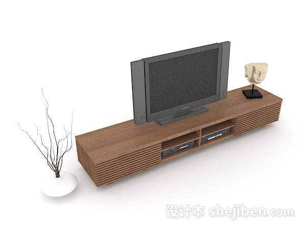灰色家居电视机3d模型下载