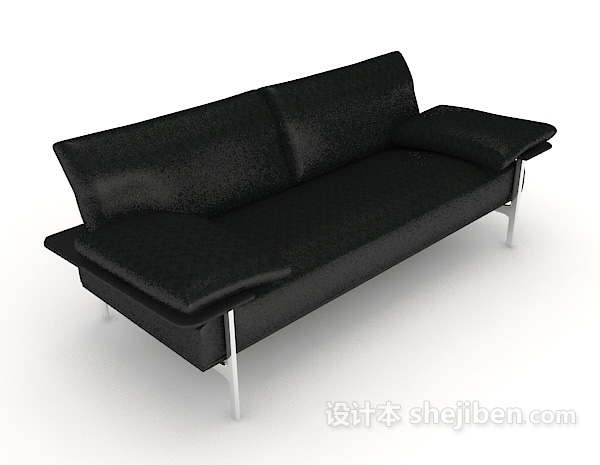 黑色商务双人沙发3d模型下载