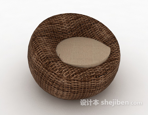 单人藤椅沙发3d模型下载