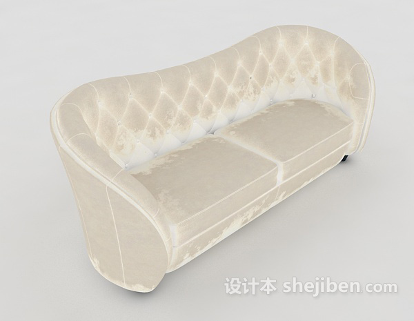 欧式白色家居双人沙发3d模型下载
