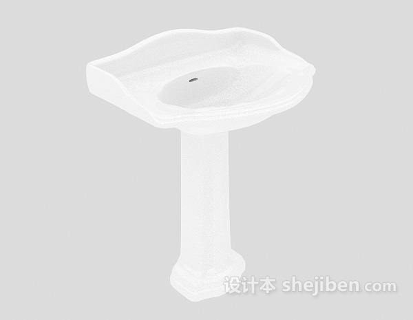 白色立式洗手池3d模型下载