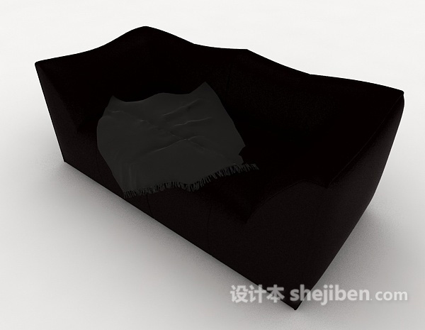 黑色家居简约双人沙发3d模型下载