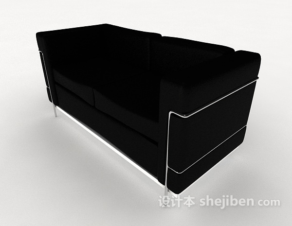 现代简约黑色双人沙发3d模型下载