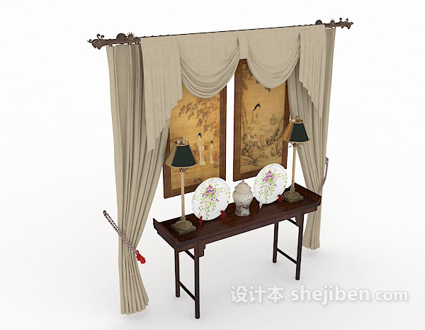 传统中式条案3d模型下载