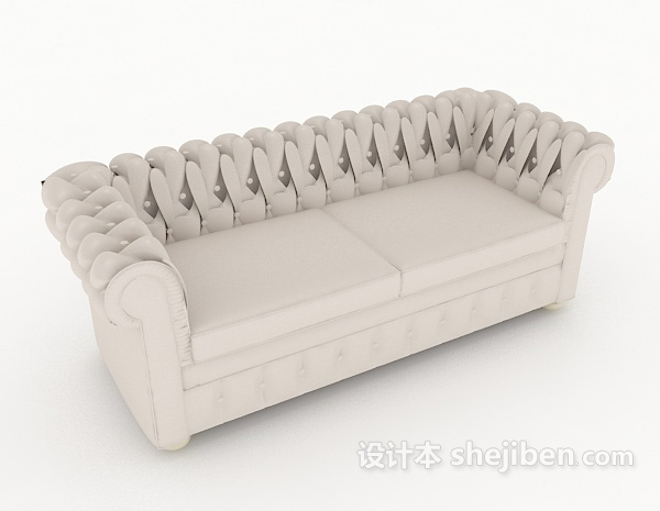 欧式简约家居灰色双人沙发3d模型下载