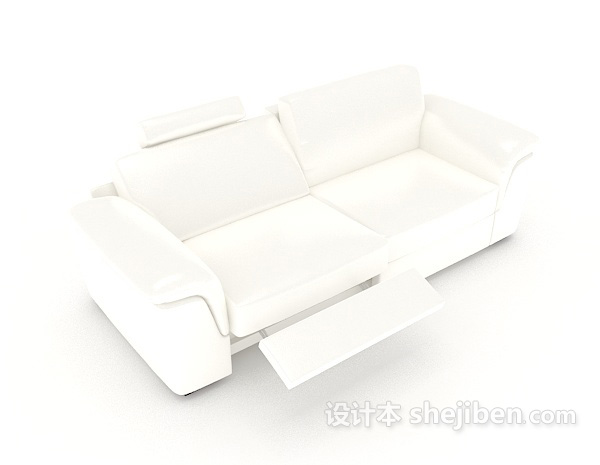 现代简约白色双人沙发3d模型下载