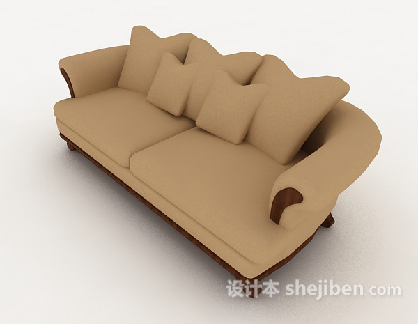 家居简约棕色双人沙发3d模型下载