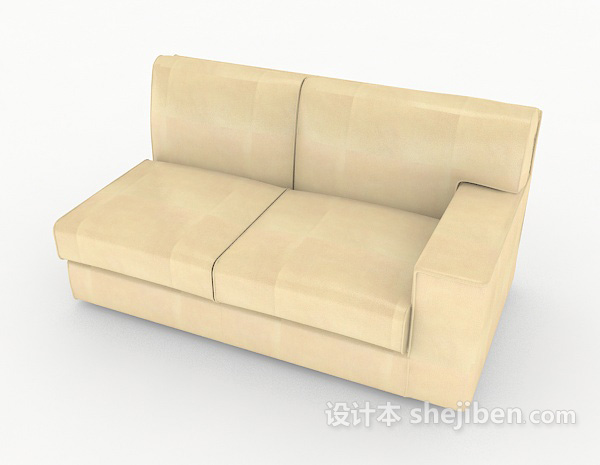 白色简单双人沙发3d模型下载