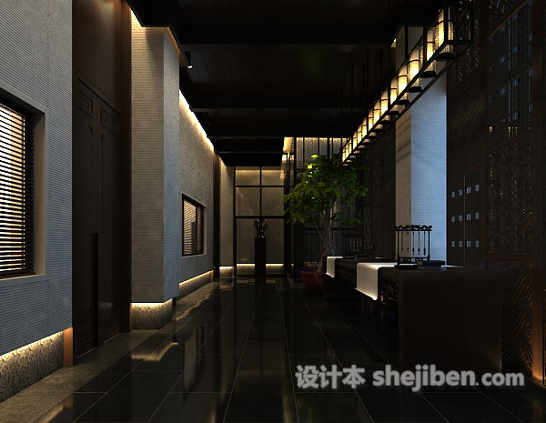 展厅走廊3d模型下载