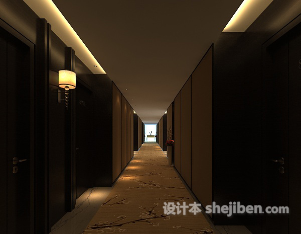 宾馆酒店走廊3d模型下载