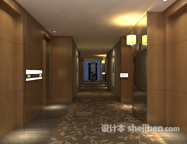酒店会所走廊过道3d模型下载