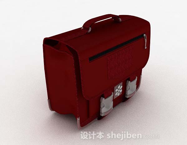 红色方形机车包3d模型下载