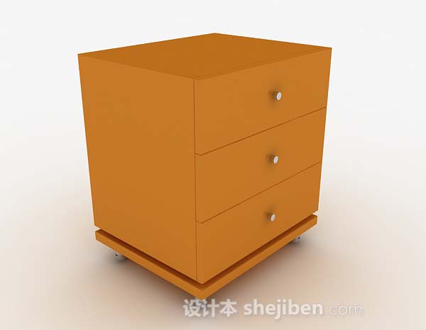 方形简约黄色床头柜3d模型下载