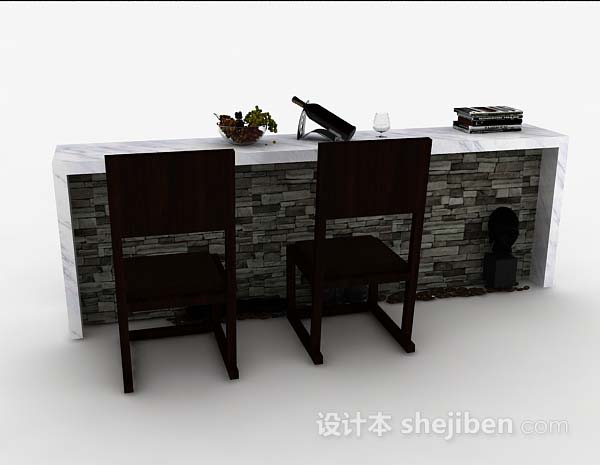 灰色简约吧台3d模型下载