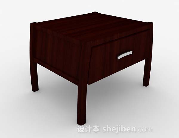 棕色木质床头柜3d模型下载