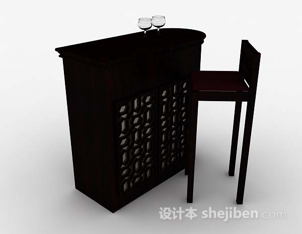 木质小吧台3d模型下载