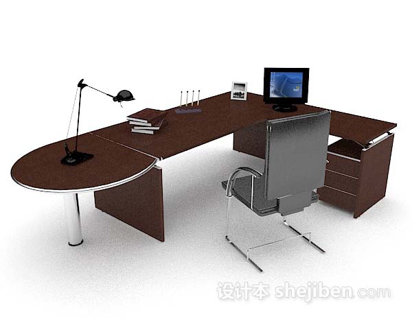 现代办公桌椅3d模型下载