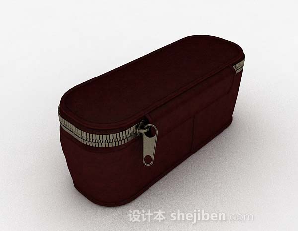 暗红色化妆包3d模型下载